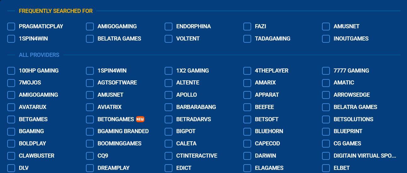 provider di giochi Mostbet